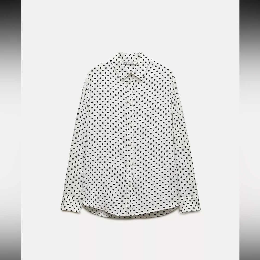 Zara Black and White Polka Dot Casual Shirt